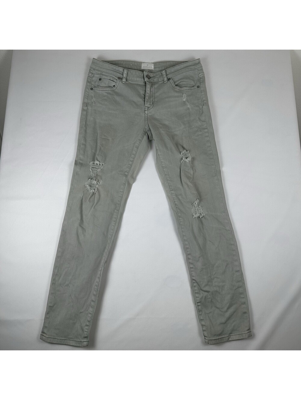 Caslon Distressed Gray Skinny Jeans Size 32 Ripped Knee Ankle Length